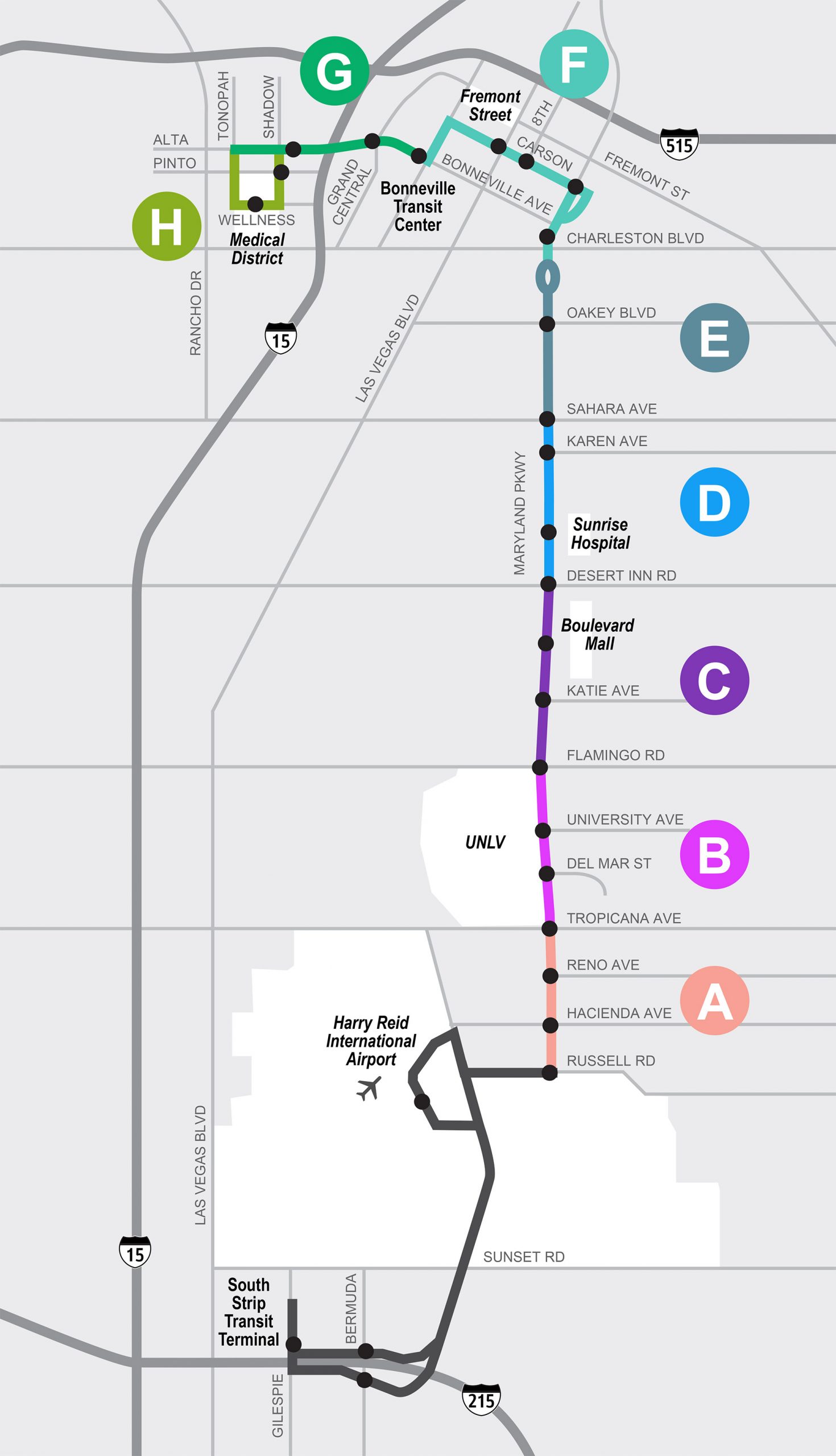 Maryland Parkway BRT route map